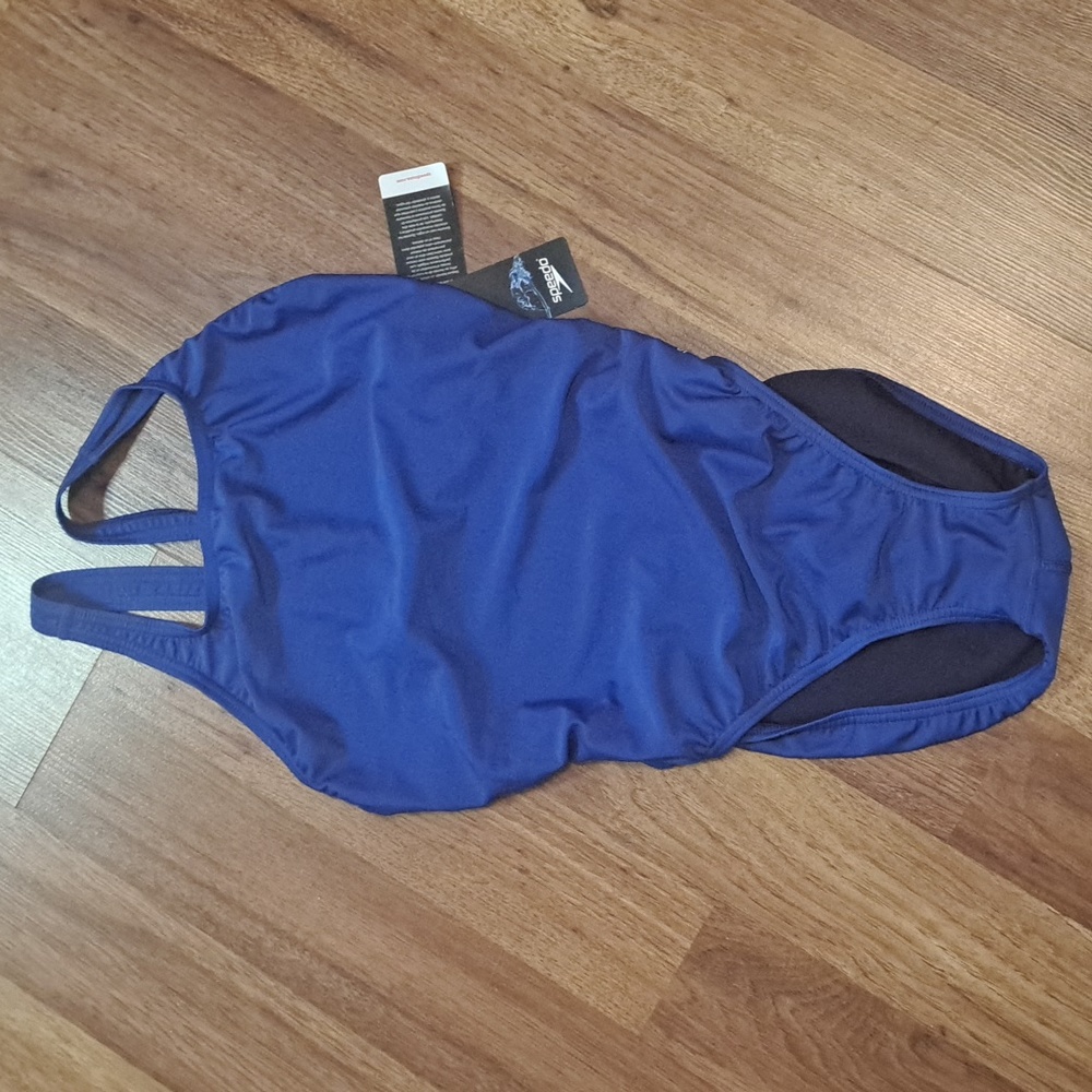 BNWT Speedo blue one piece swim suit sz pro LT 12 38